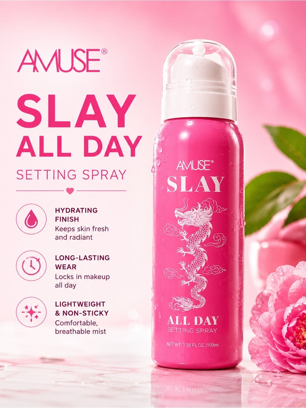 Muse SLAY All Day Hydrating Setting Spray - Hot Pink